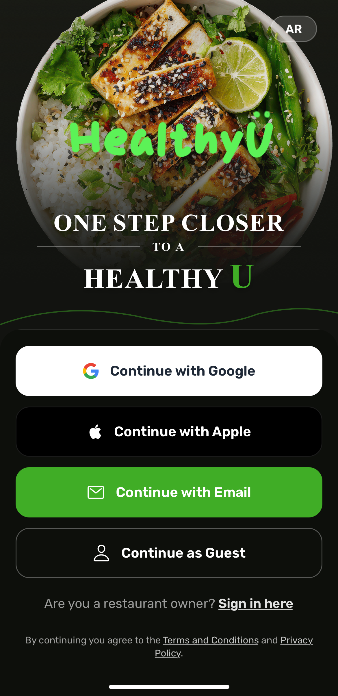 HealthyU login screen
