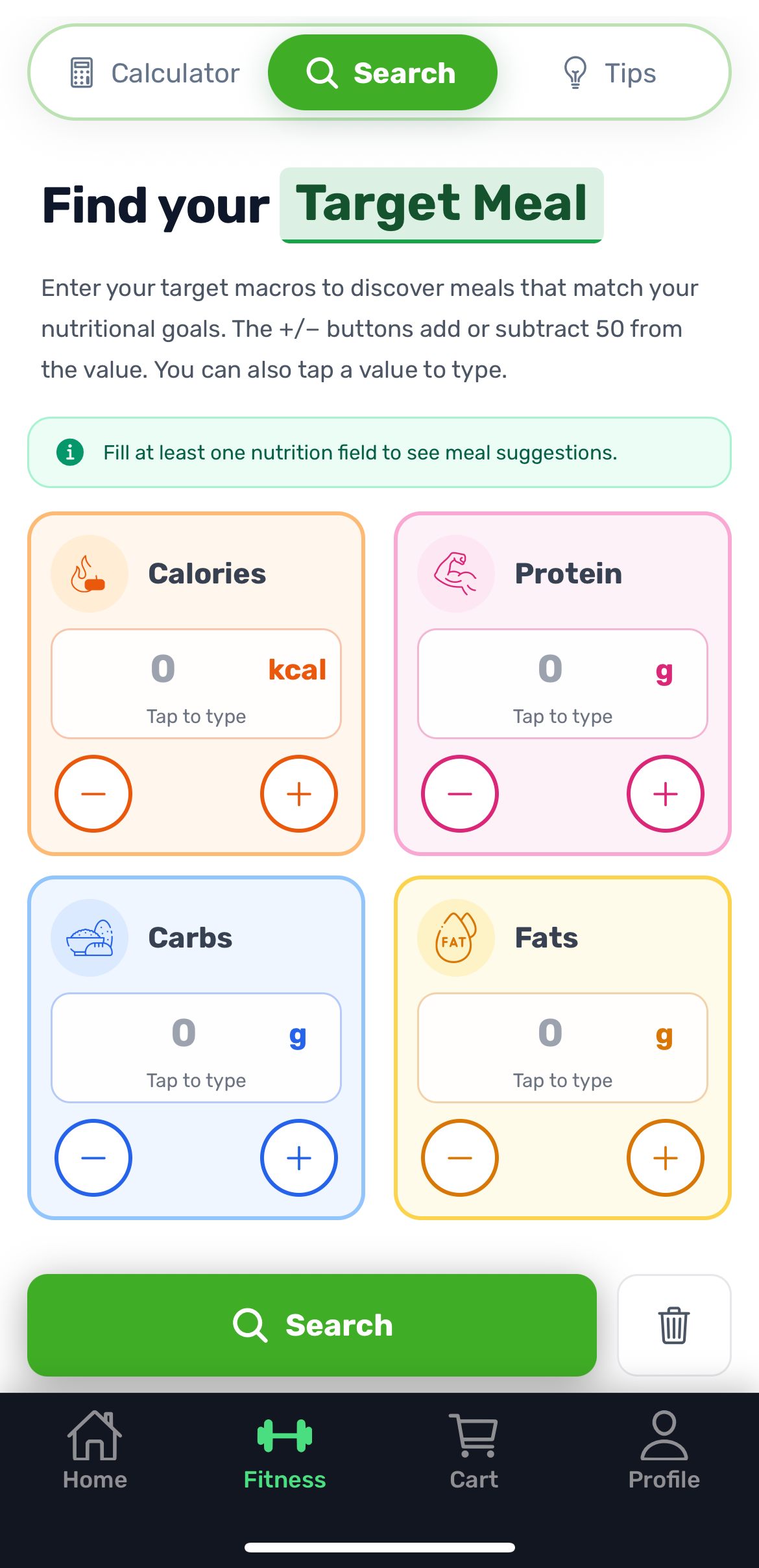 HealthyU manual search screen